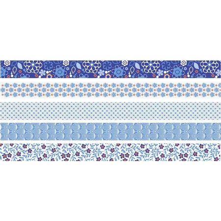 Heyda Deko Tape Blumen Mini, blau, 5 Rollen