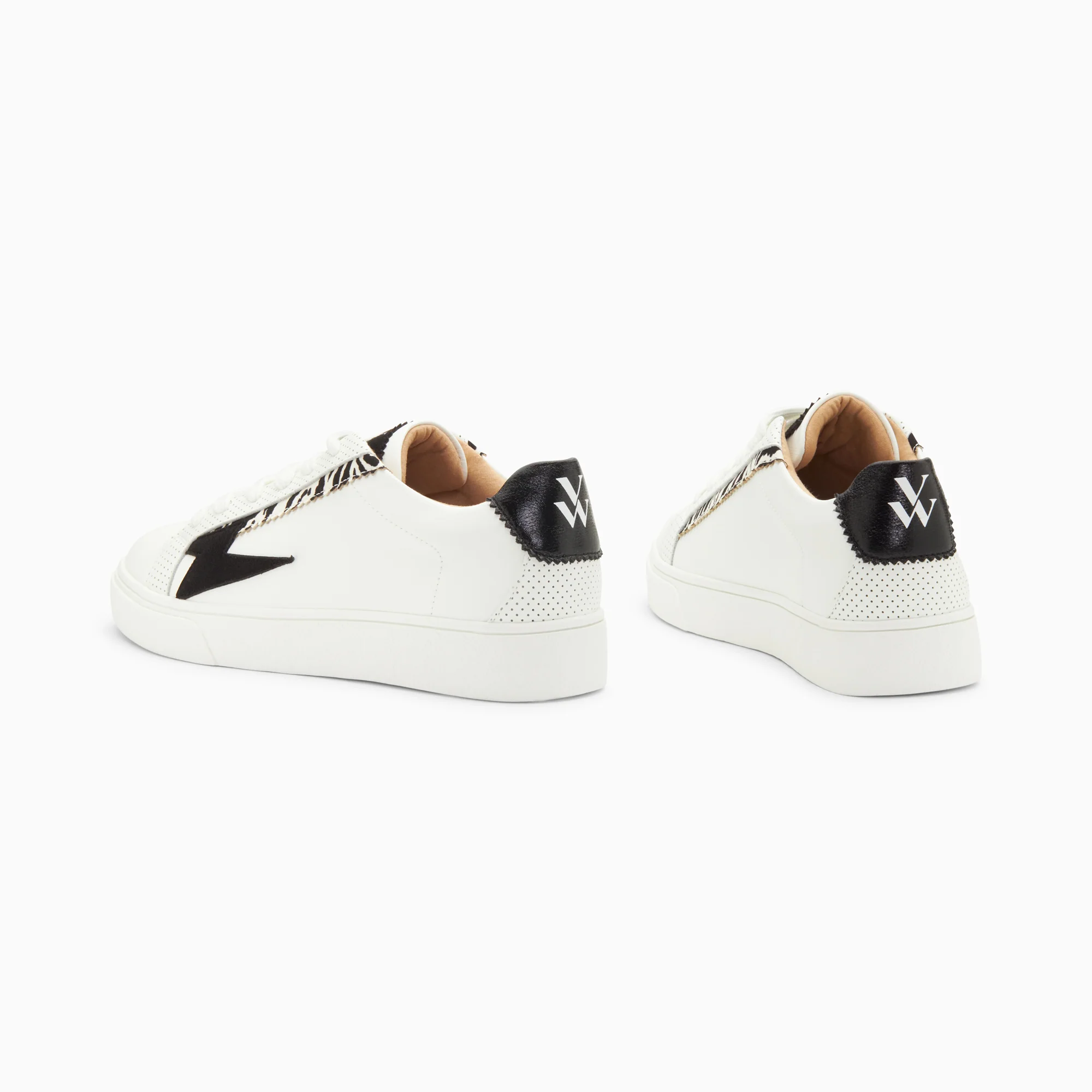 Sneakers-Baskets éclair Manon noir et zèbre à lacets
