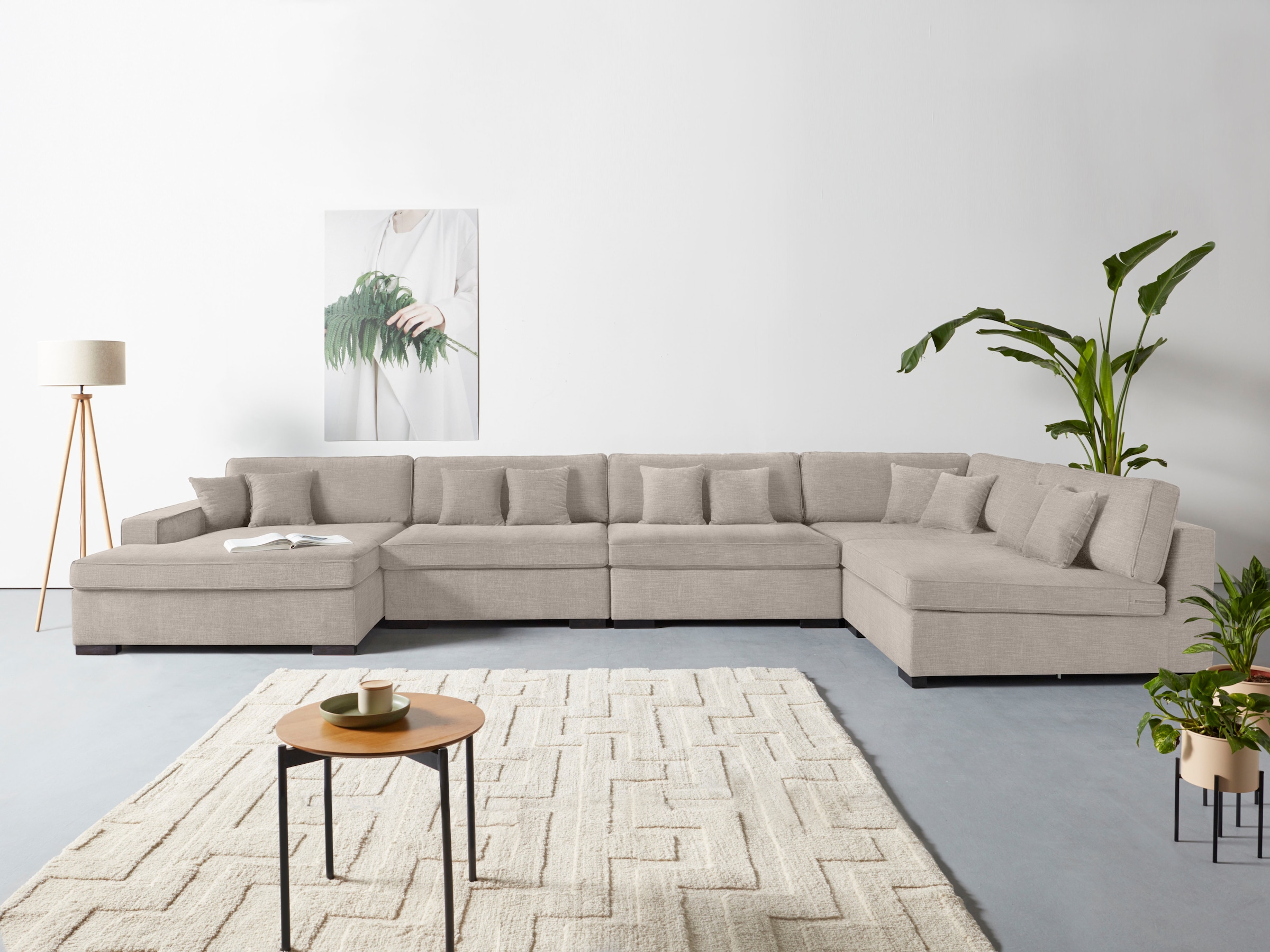 Home affaire Wohnlandschaft »Skara XXL U-Form« Lounge-Sofa XXL mit Federkern-Polsterung, in vielen Bezugsvarianten