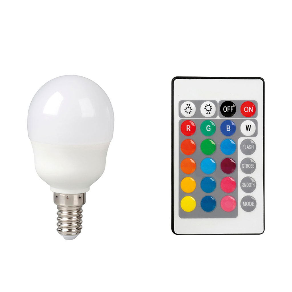Ampoule LED E14 couleurs changeantes et télécommande