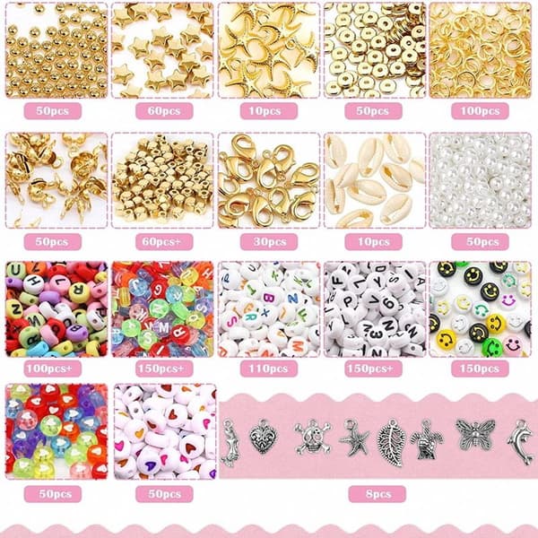 Clay Beads / Heishi Beads Merkki Kit - KREA DIY Smykkesett med forskjellige perler - 7000 stk