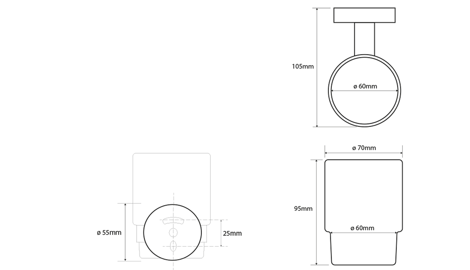 Sapho X-Round glashouder met glas koper geborsteld