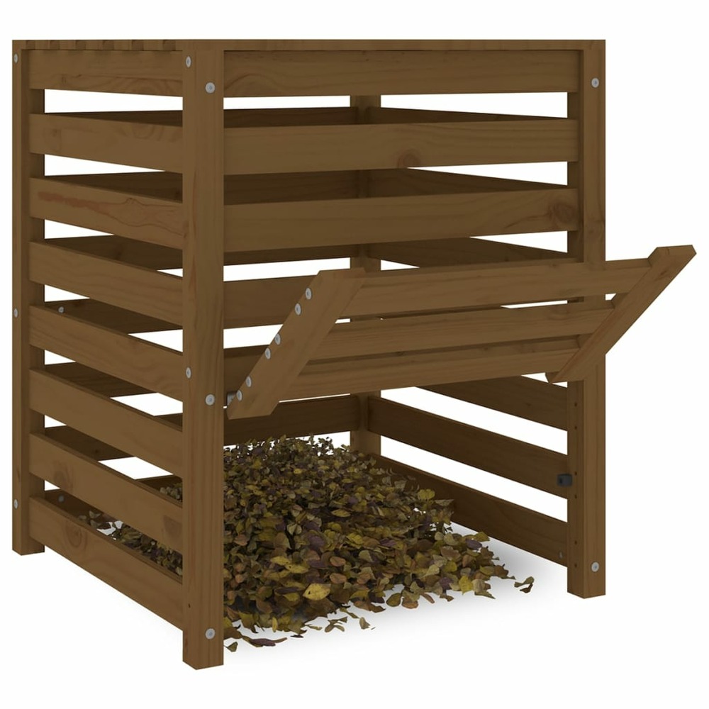 Composteur marron miel 63,5x63,5x77,5 cm bois massif de pin