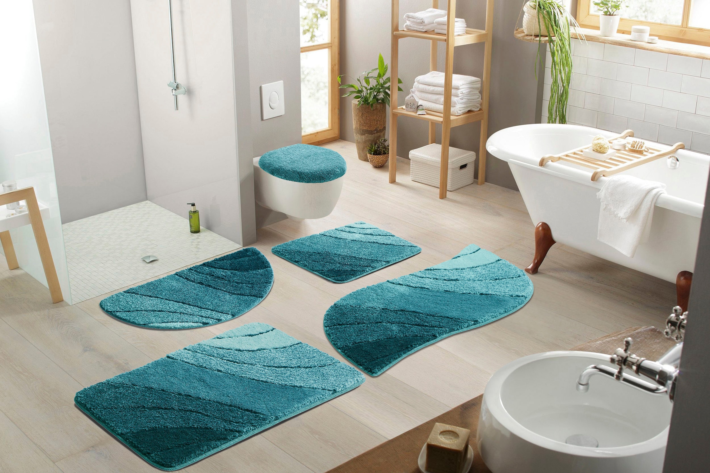 GOODproduct Badematte »Josie, Badvorleger, Badezimmer Teppich« Höhe 20 mm rutschhemmend beschichtet fussbodenheizungsgeeignet | schnell trocknend | strapazierfähig Badteppich, Badematten, rechteckig, rund & als 3-tlg. Set erhältlich