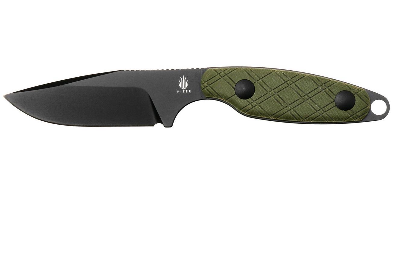 Kizer Vanguard Muskrat KZ1064A1 Black D2, Green G10, vaststaand mes, Derek Sharon design