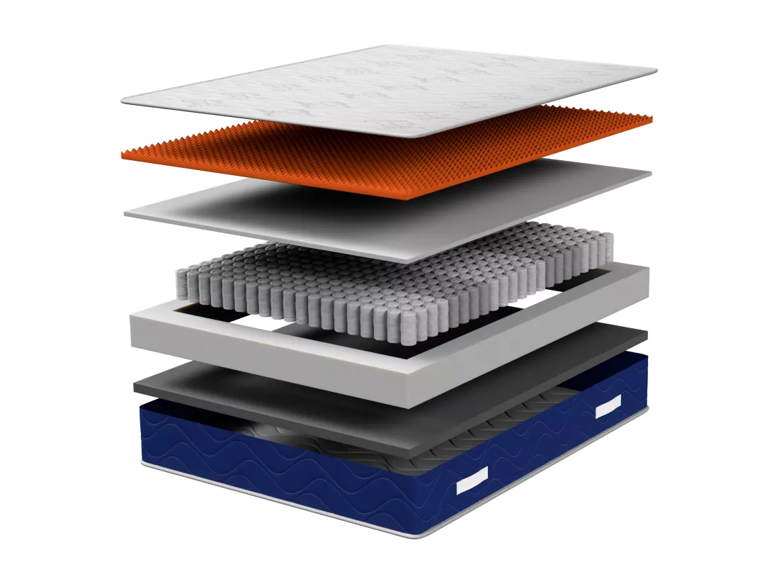 Matelas à ressorts ensachés et Memory Hybrid 90x190x26