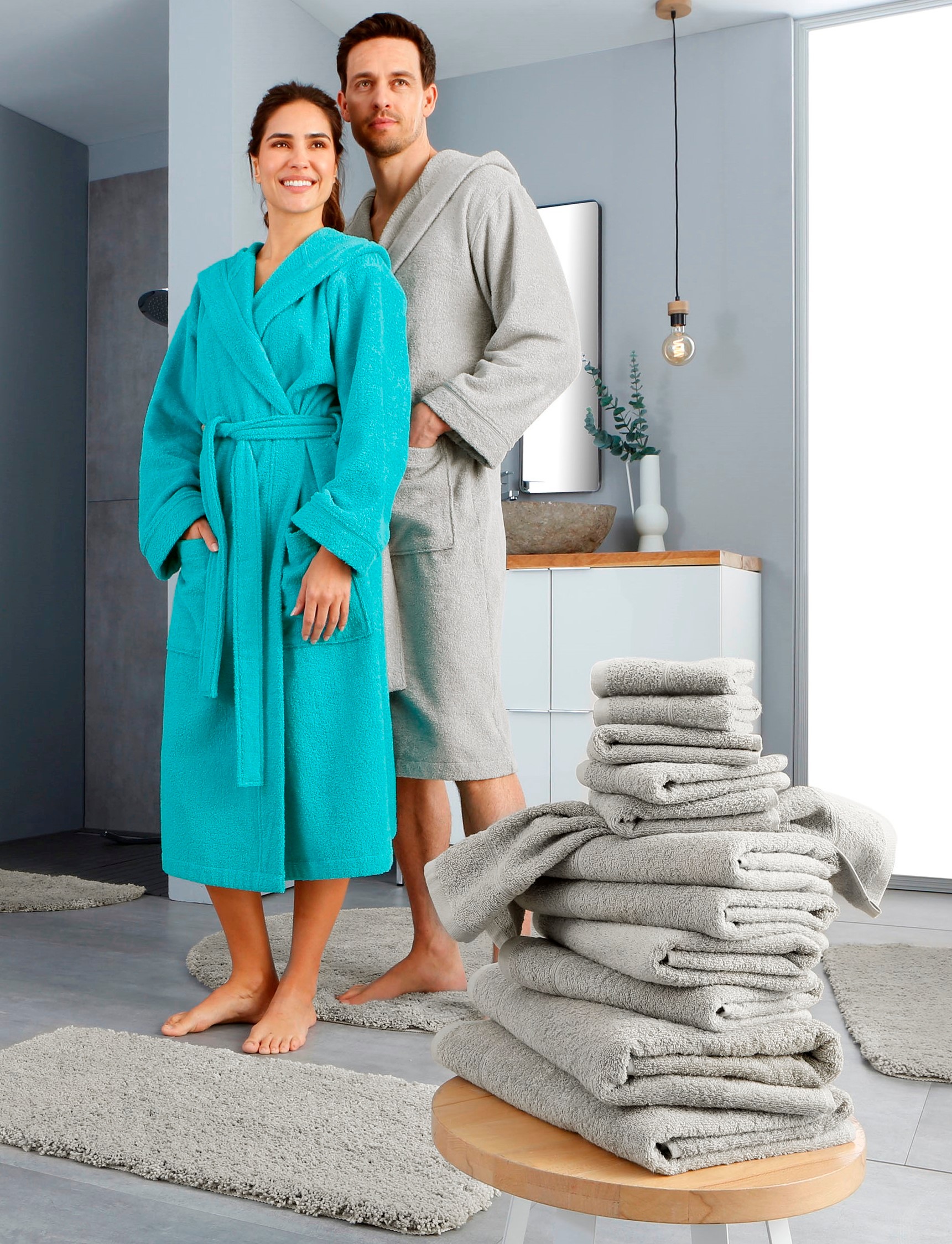 my home Handtuch Set »Sanremo, Duschtücher, Handtücher, Gästetücher, Seiftücher« Set 12 Frottier Handtücher mit Bordüre, einfarbiges Handtuch-Set aus 100% Baumwolle