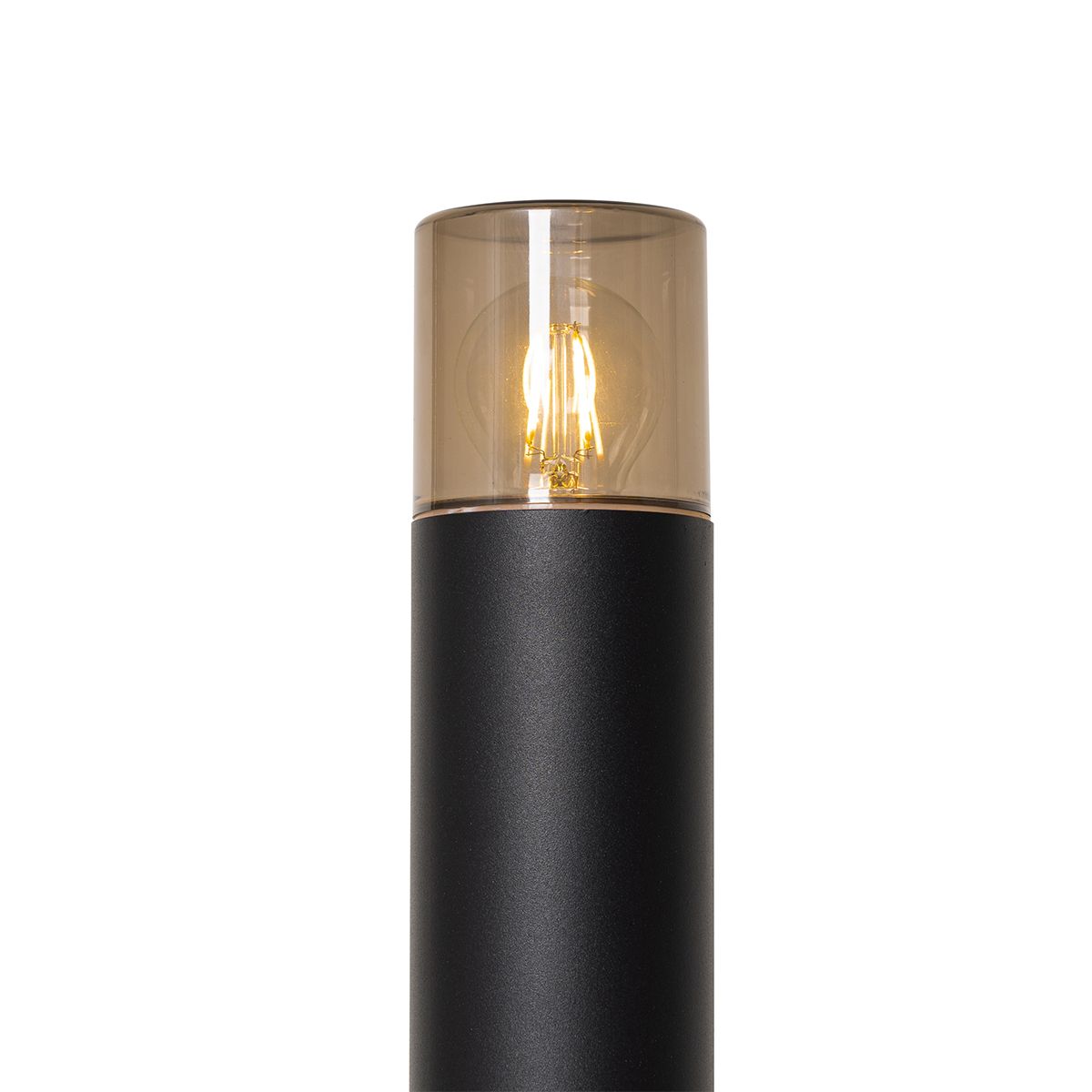 Staande buitenlamp zwart met smoke kap 70 cm - Odense