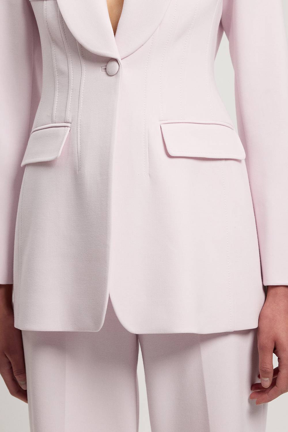 KarenMillen Blazer Cintré Une Boutonnière En Tissu Stretch Compact