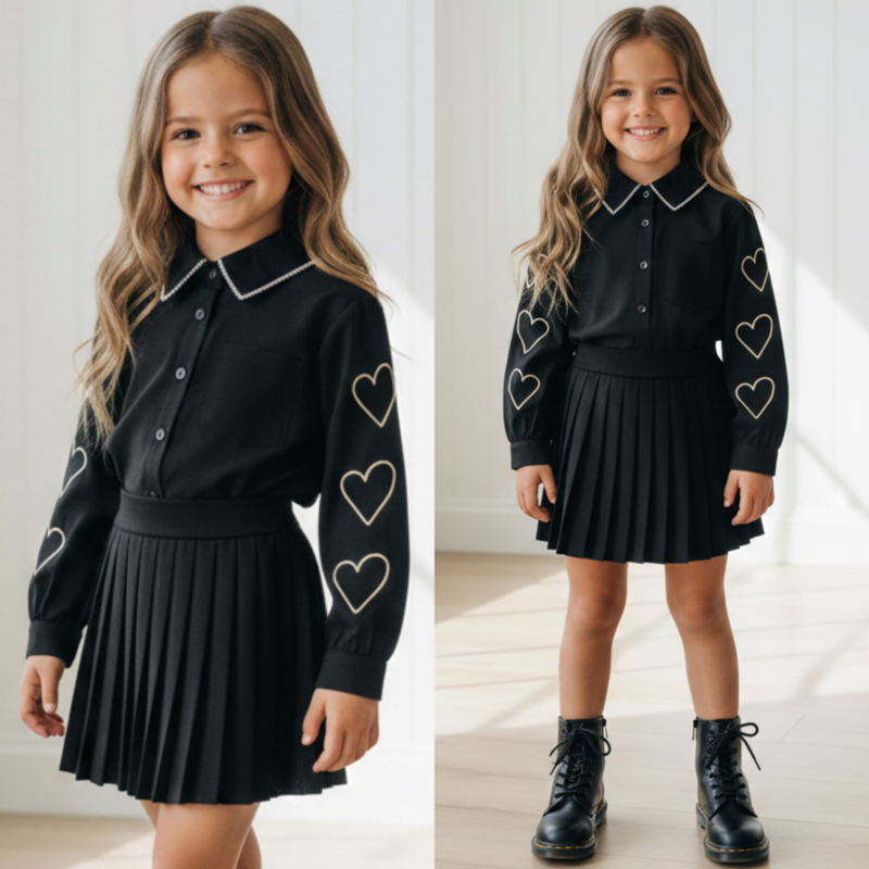 Pleated School Skirt - zwart