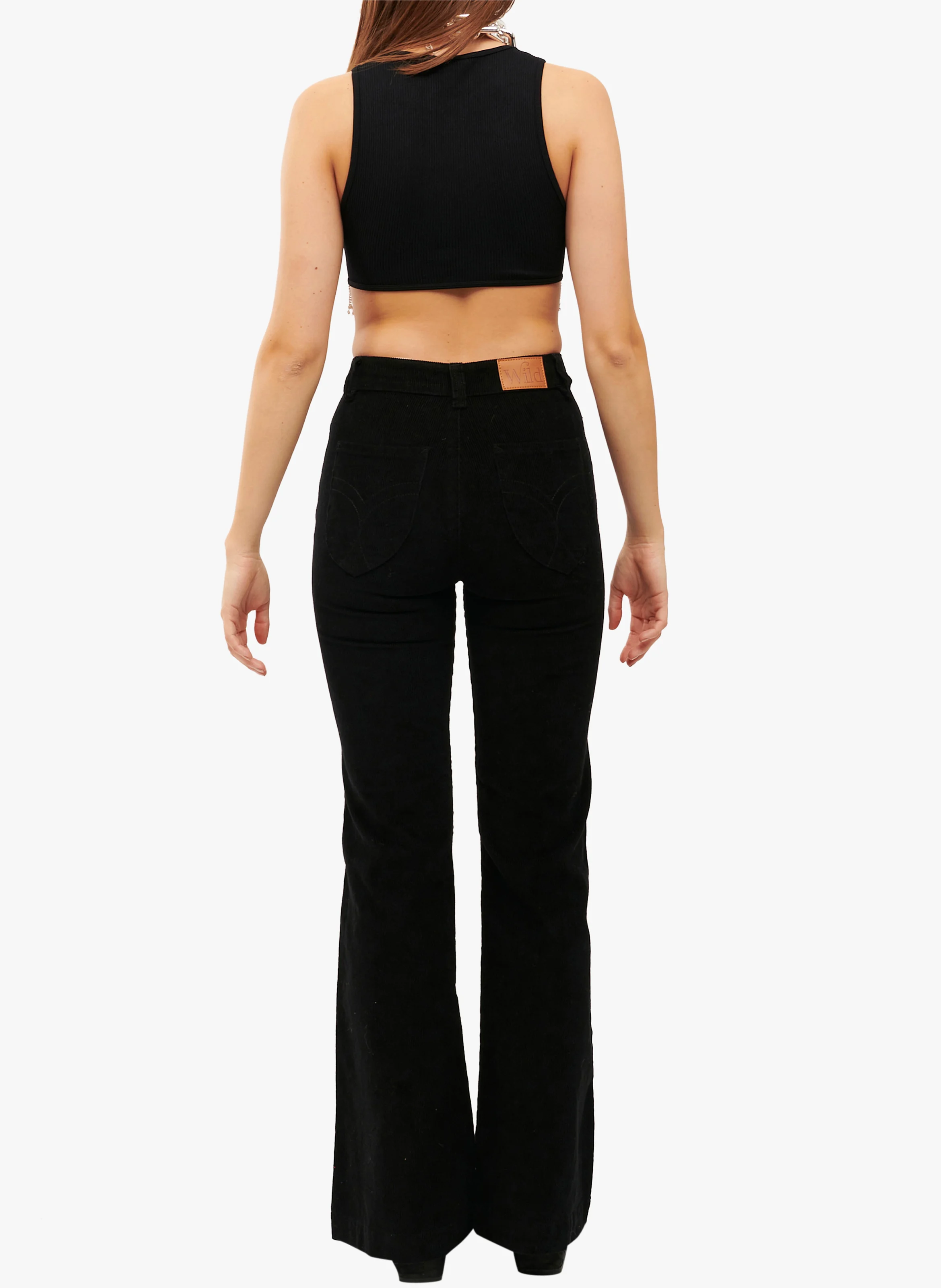 VICTORIA - Pantalon flare en velours côtelé| Noir
