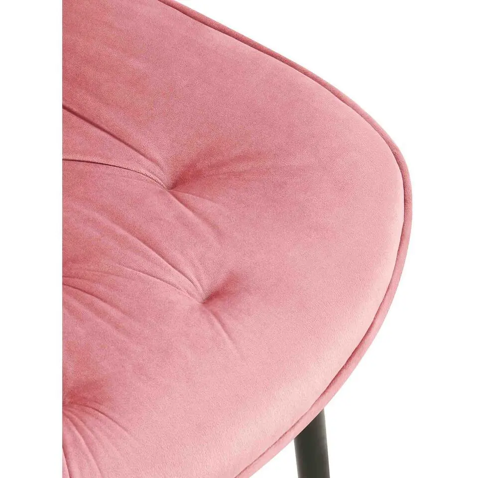 CLP Eetkamerstoel Wallace zwart Frame - Fluweel - roze