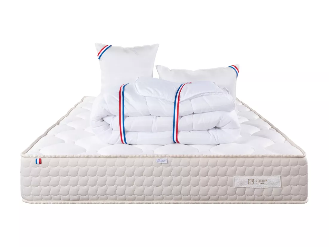 Matelas 180x200 cm, Sublime, 20 cm, mémoire de forme, ferme + 2 oreillers + couette