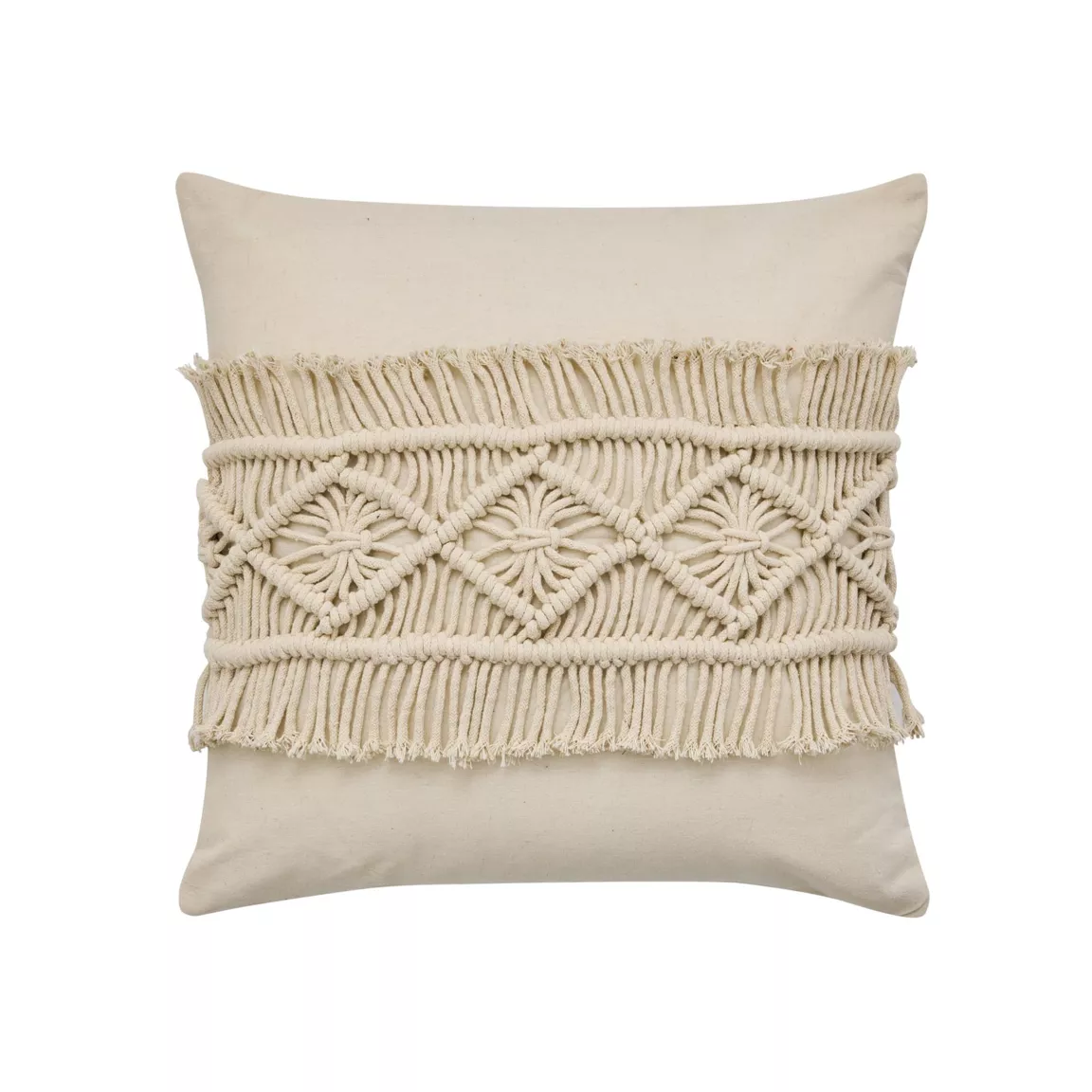 Coussin carré macramé (45 x 45 cm) Samaya Beige