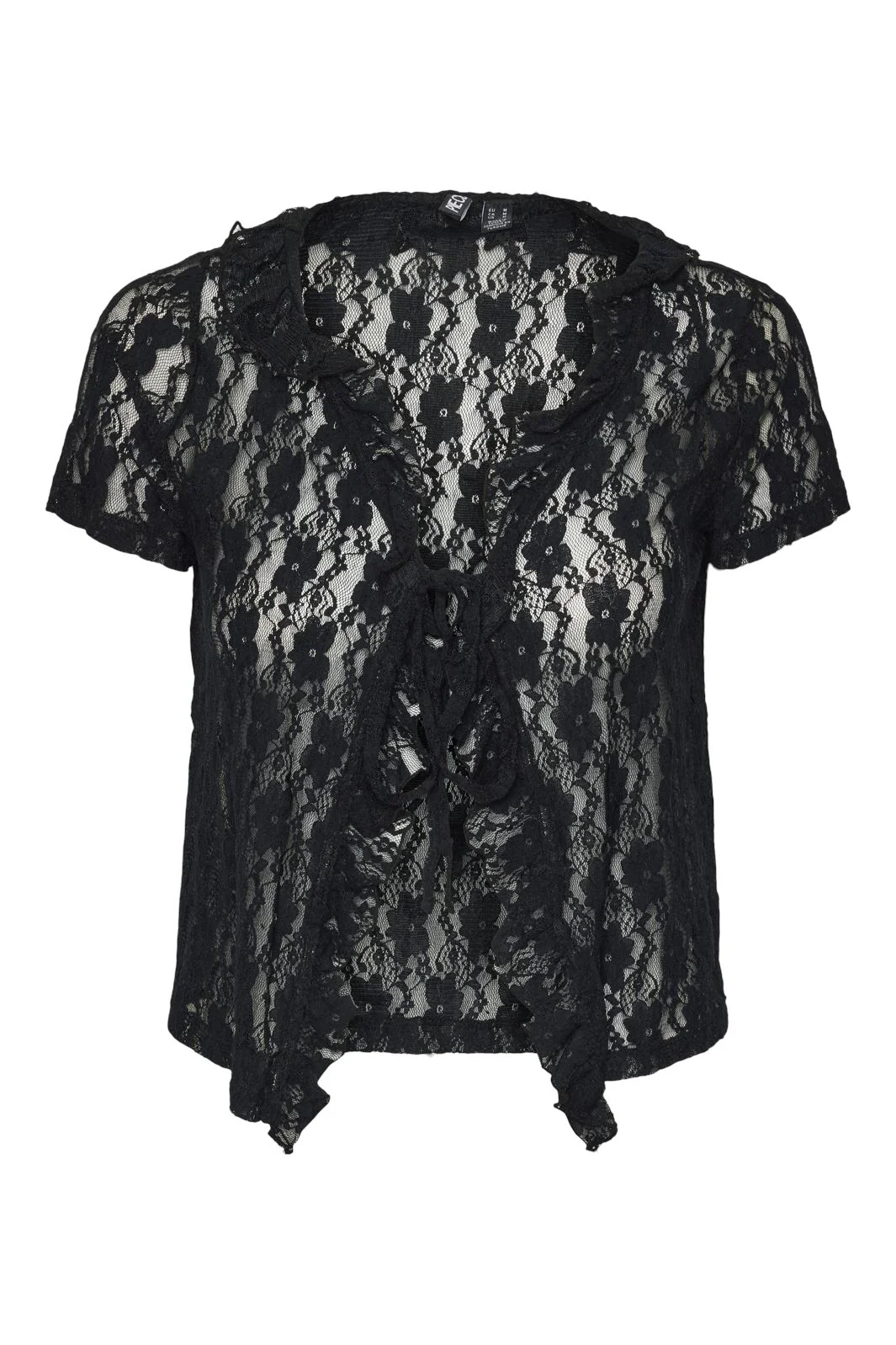 Pieces Pcwillie Ss V-Neck Tie Lace Top