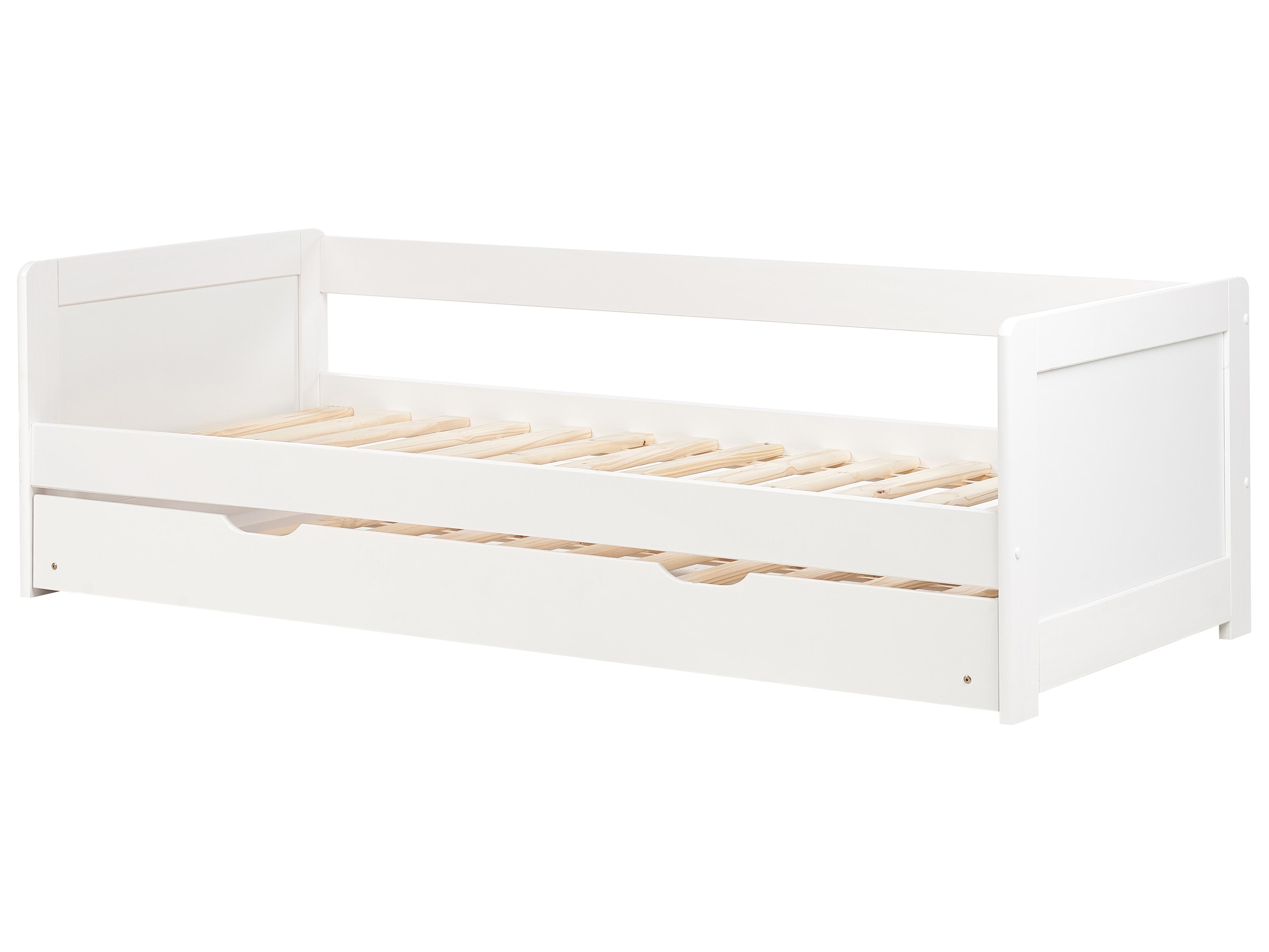 Onderschuifbed Dennenhout GRAVELINES 90 x 200 cm Wit