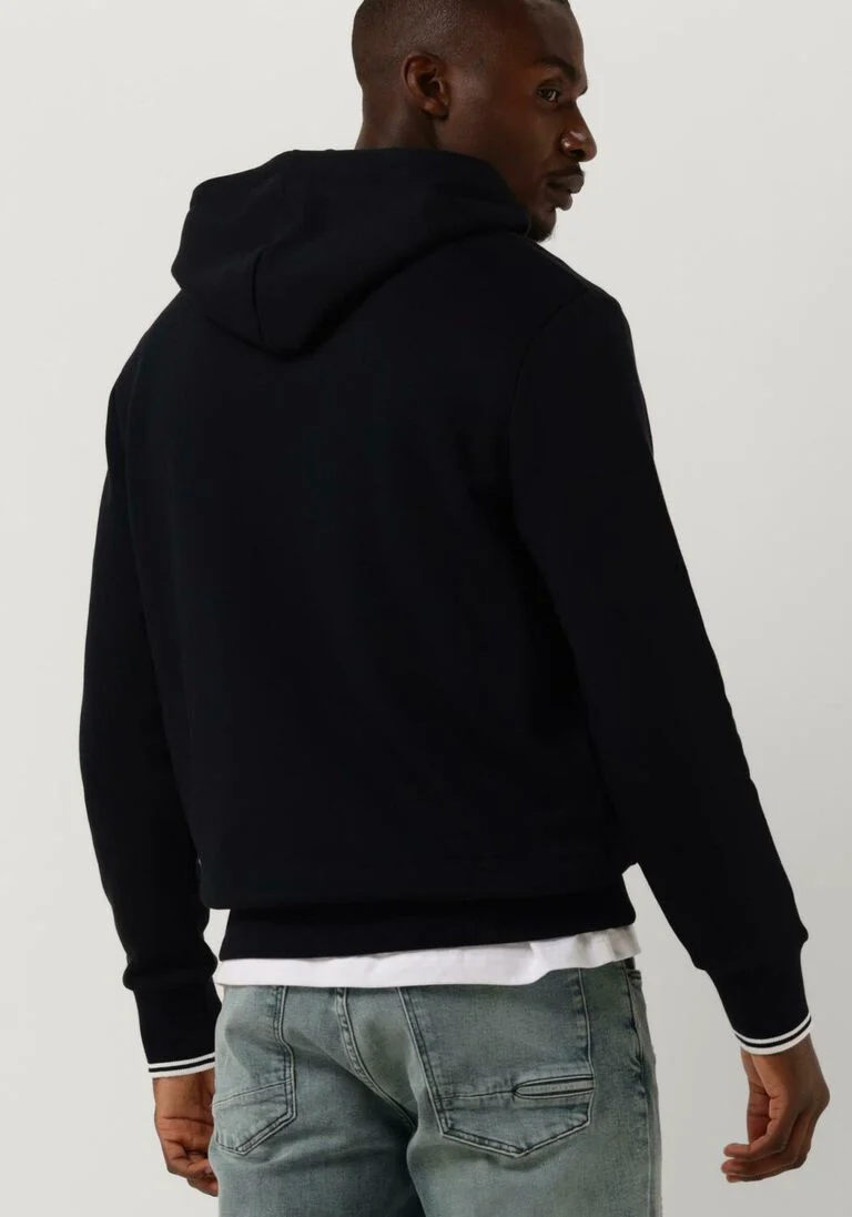 FRED PERRY donkerblauwe fred perry sweater tipped hooded sweatshirt