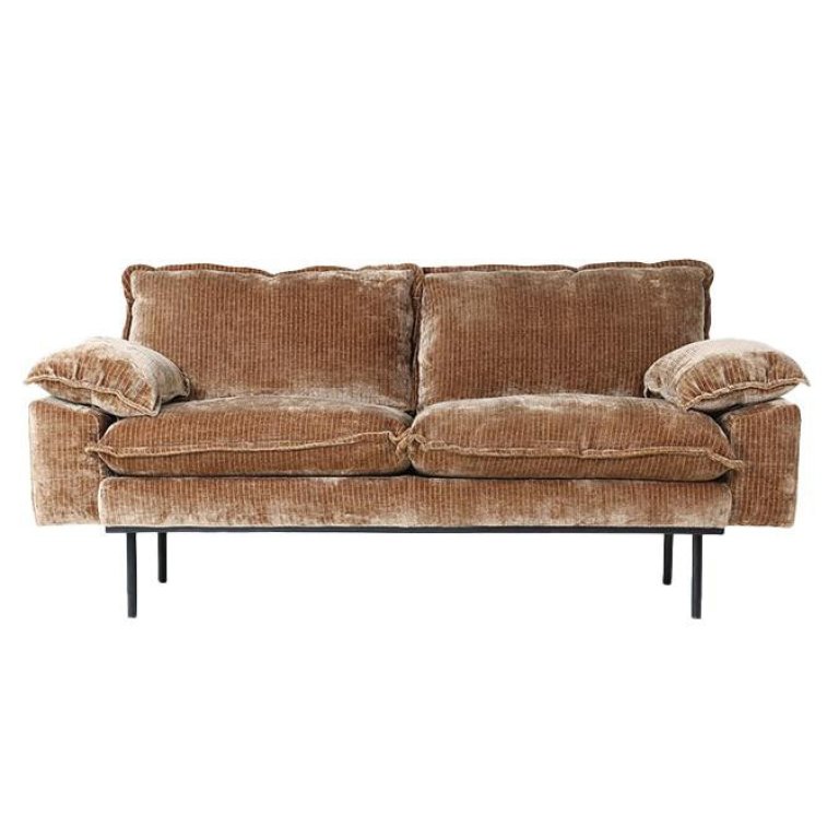 HKliving Retro bank 2-zits Velvet Corduroy Aged Gold