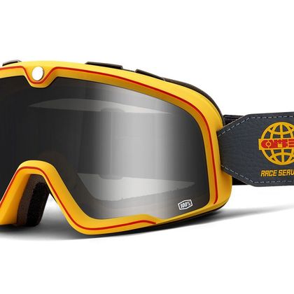 Lunettes moto 100% BARSTOW - RACE SERVICE - ECRAN IRIDIUM ARGENT - Noir / Jaune