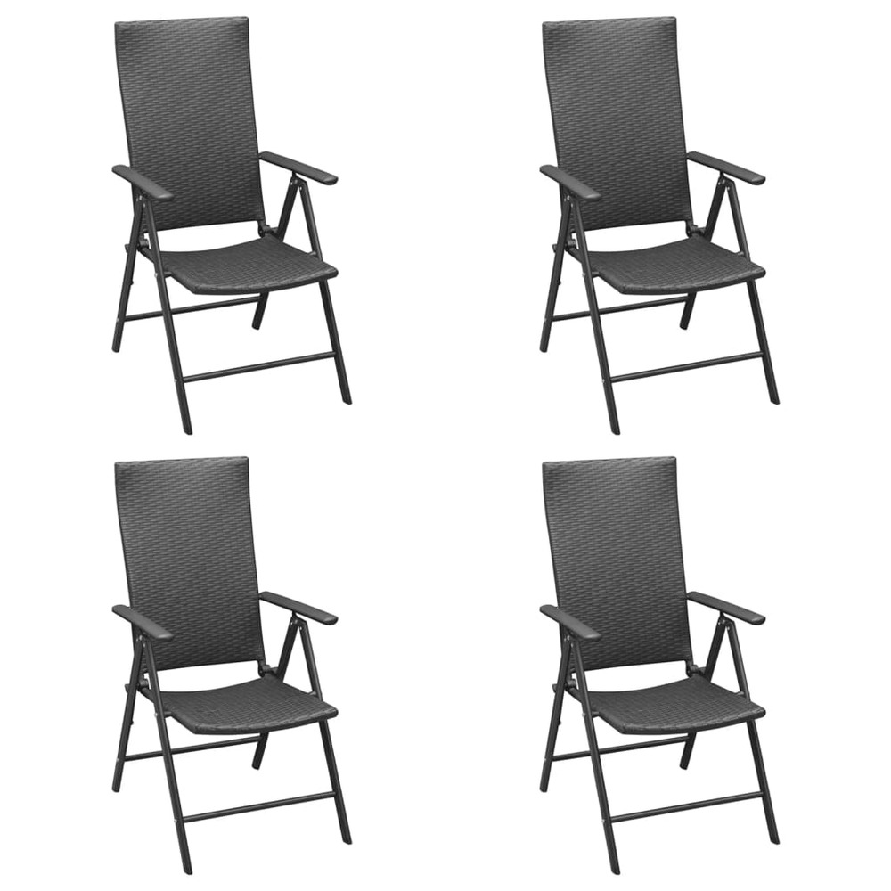 Mobilier à dîner de jardin 5 pièces noir résine tressée