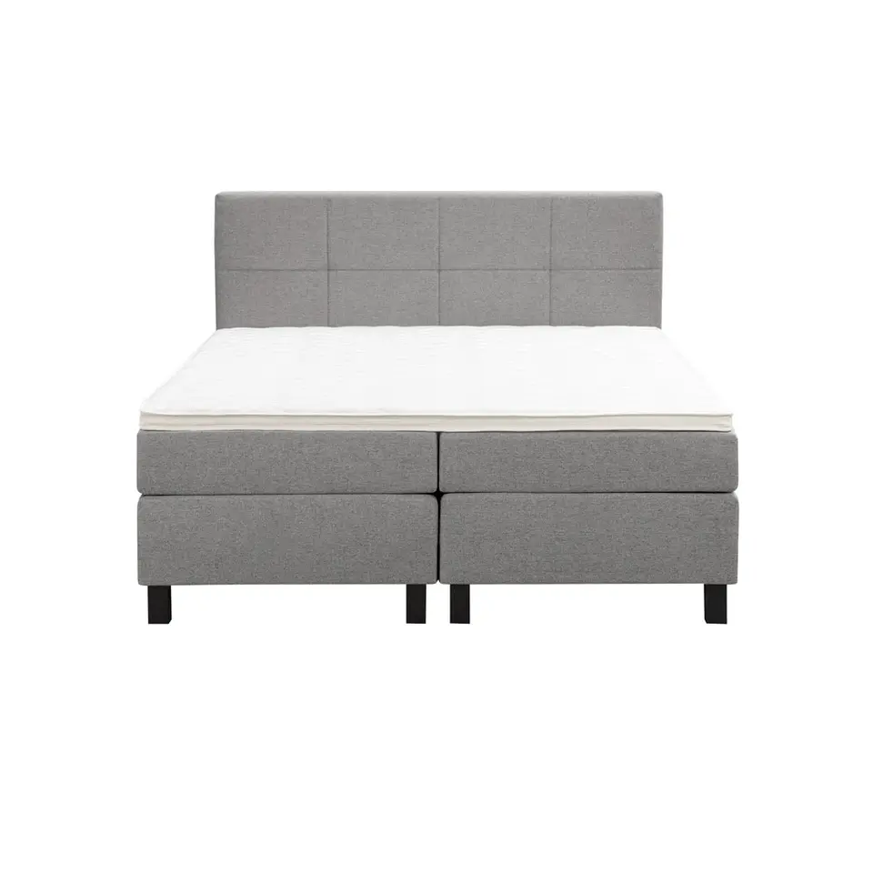 Boxspring Liv geblokt - lichtgrijs - 160x200 cm - vierkante poot