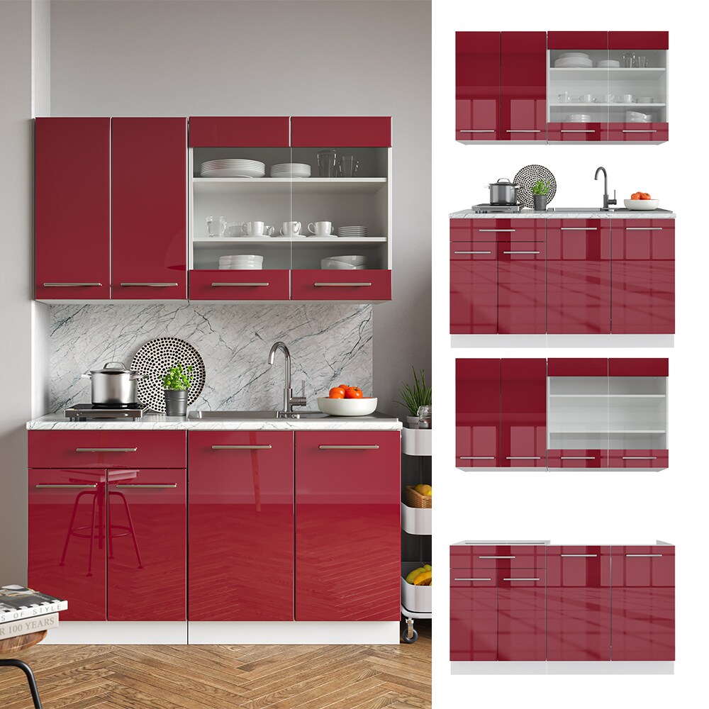 Vicco Küchenzeile Singleküche Küchenblock 140cm Fame-Line Hochglanz Fronten