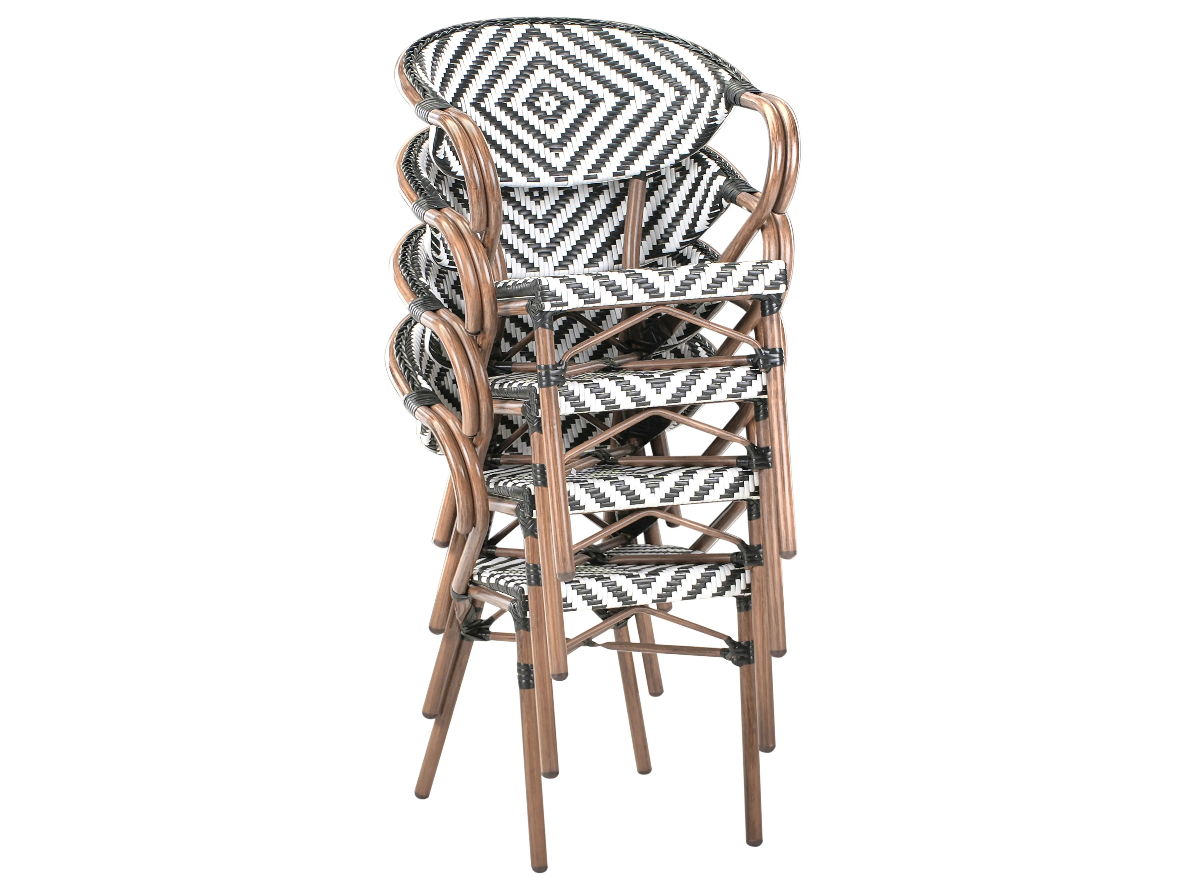 Tuinset 4-zits CASPRI PE rotan Zwart/wit
