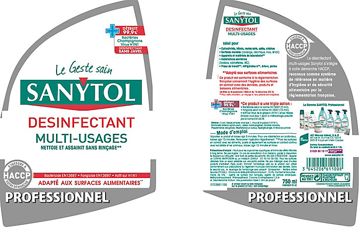 Désinfectant multi-usages eucalyptus Sanytol 0,75L