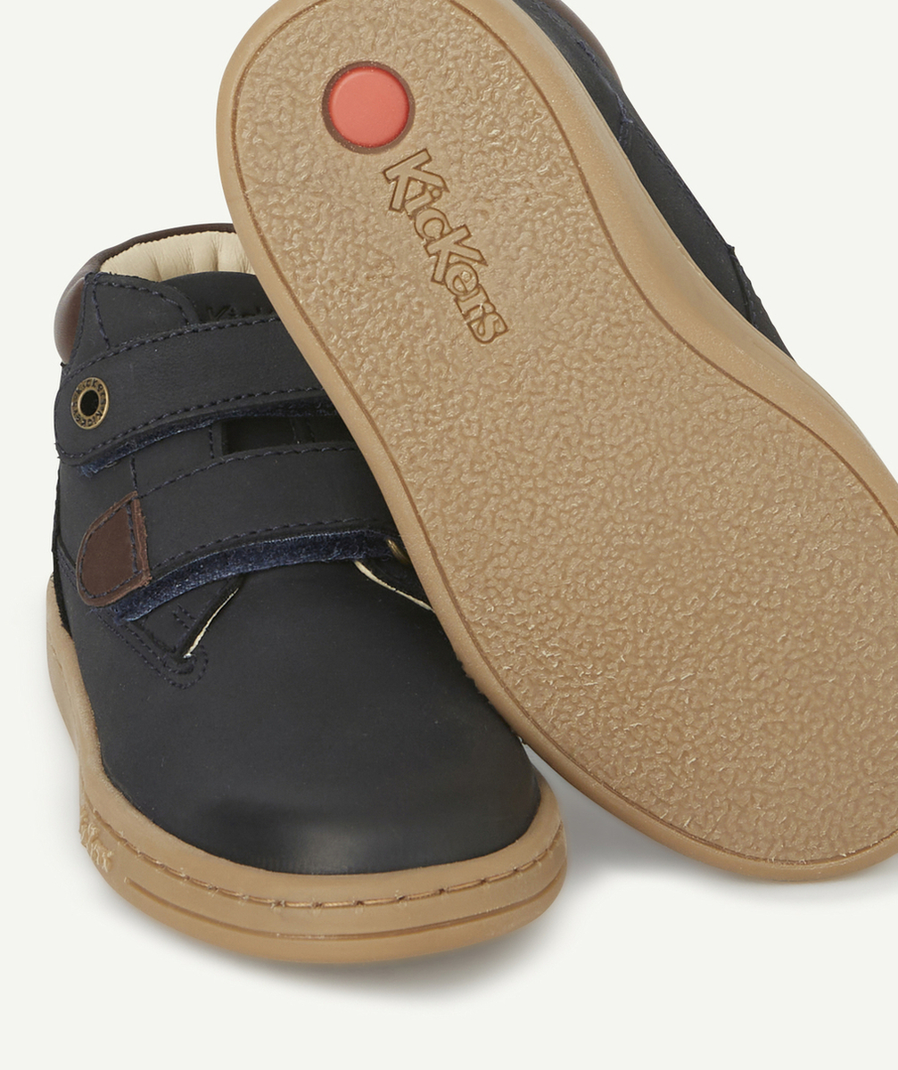 KICKERSBOTTINES BÉBÉ EN CUIR BLEU MARINE AVEC SCRATCH