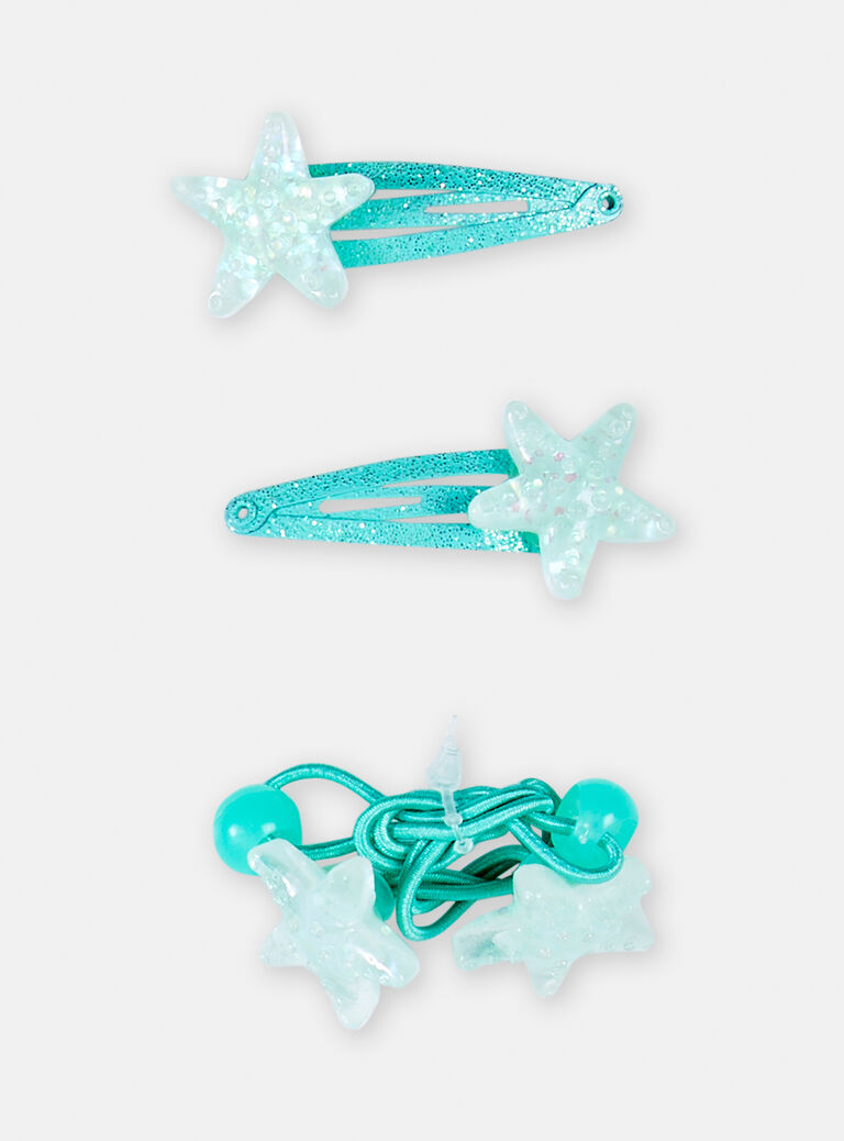 Lot de 2 barrettes clips et un élastique pour fille