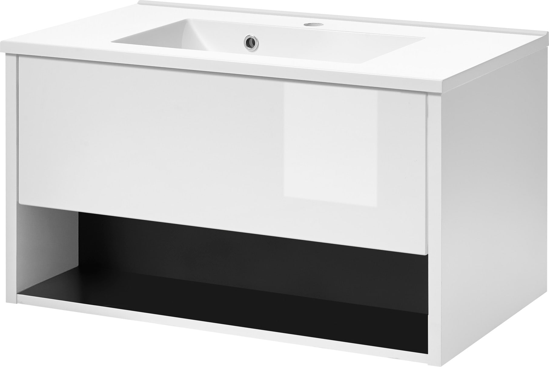 PLACES OF STYLE Waschtisch »Studio Line, Waschtisch inkl. Waschbecken, modernes Design« in zwei Farben verfügbar, ausreichend Stauraum