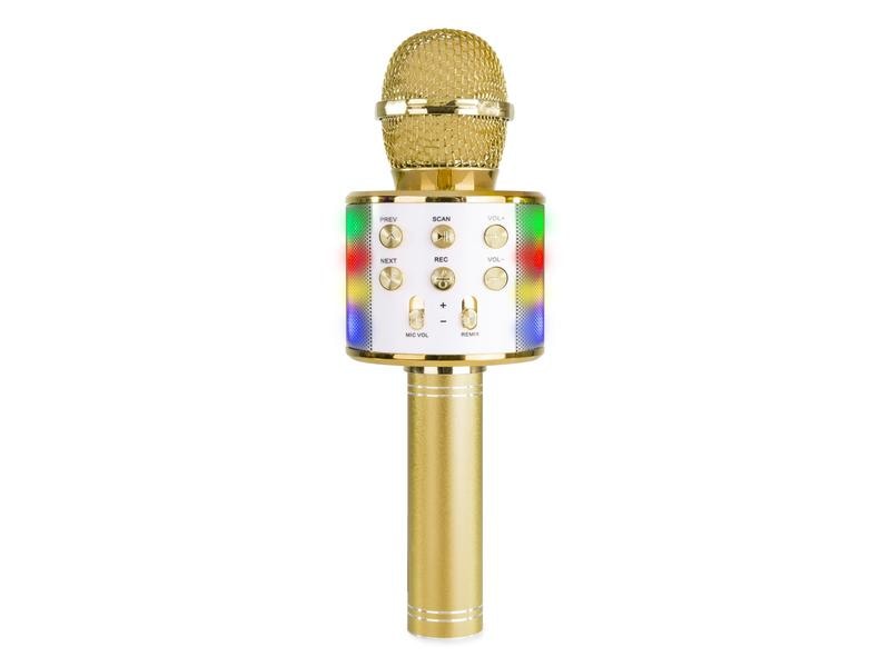 MAX Mikrofon KM15G Gold Karaoke Mikrofon mit eingebautem Lautsprecher und LED-Beleuchtung