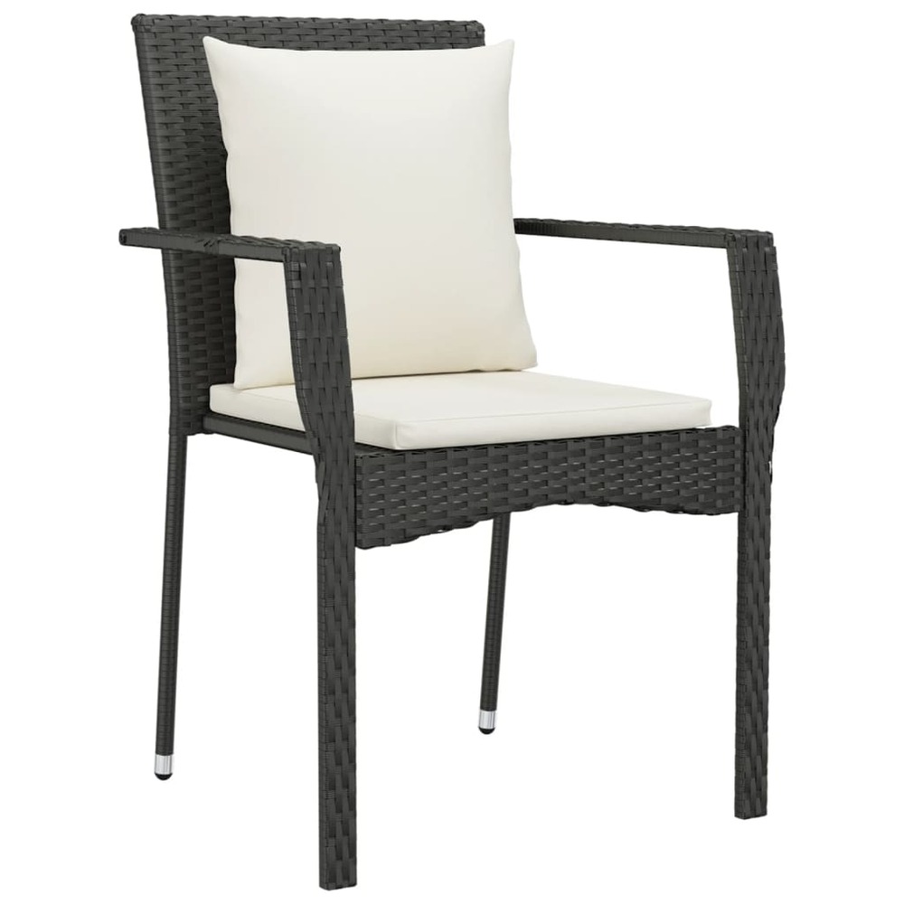 Mobilier à dîner de jardin et coussins 5 pièces noir résine tressée
