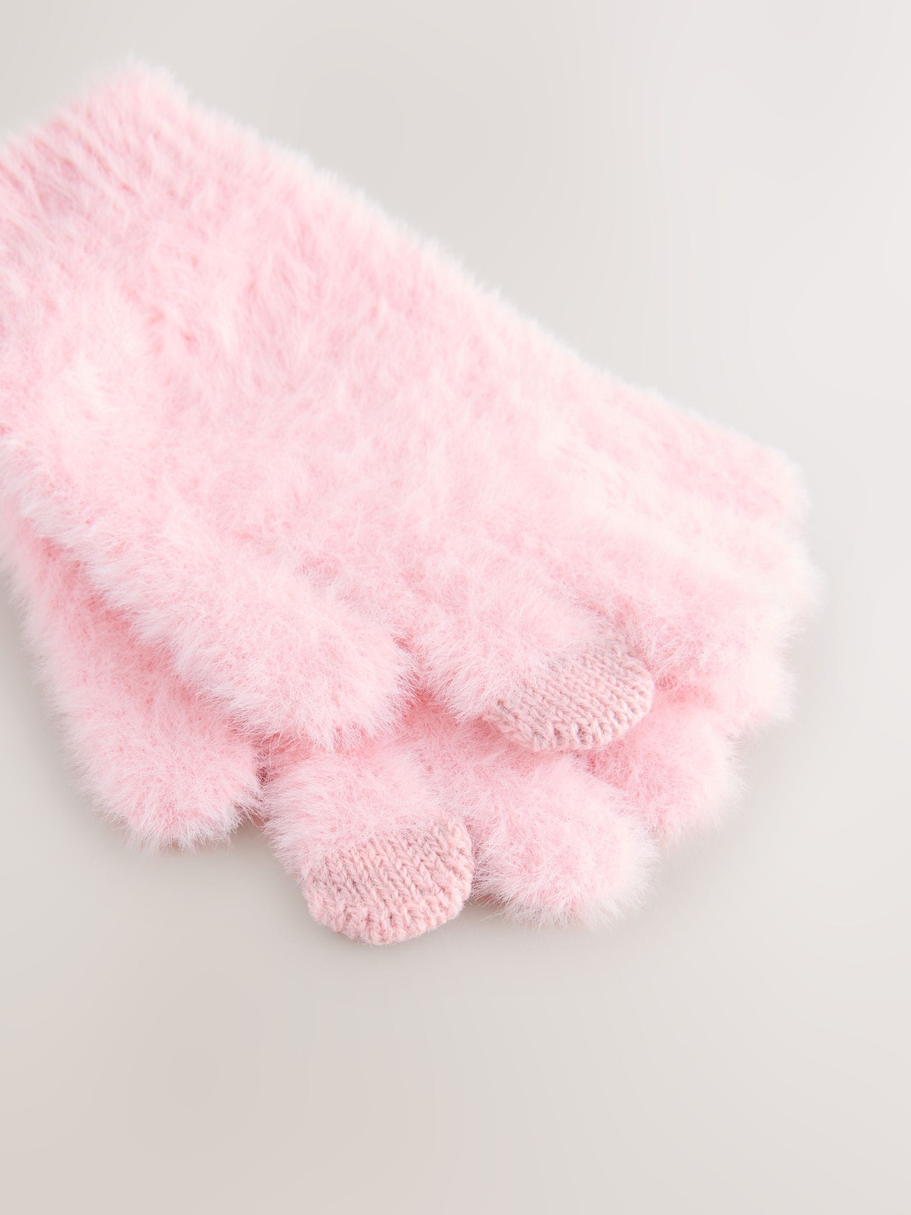Roze - Pluizige handschoenen (3-16jaar)