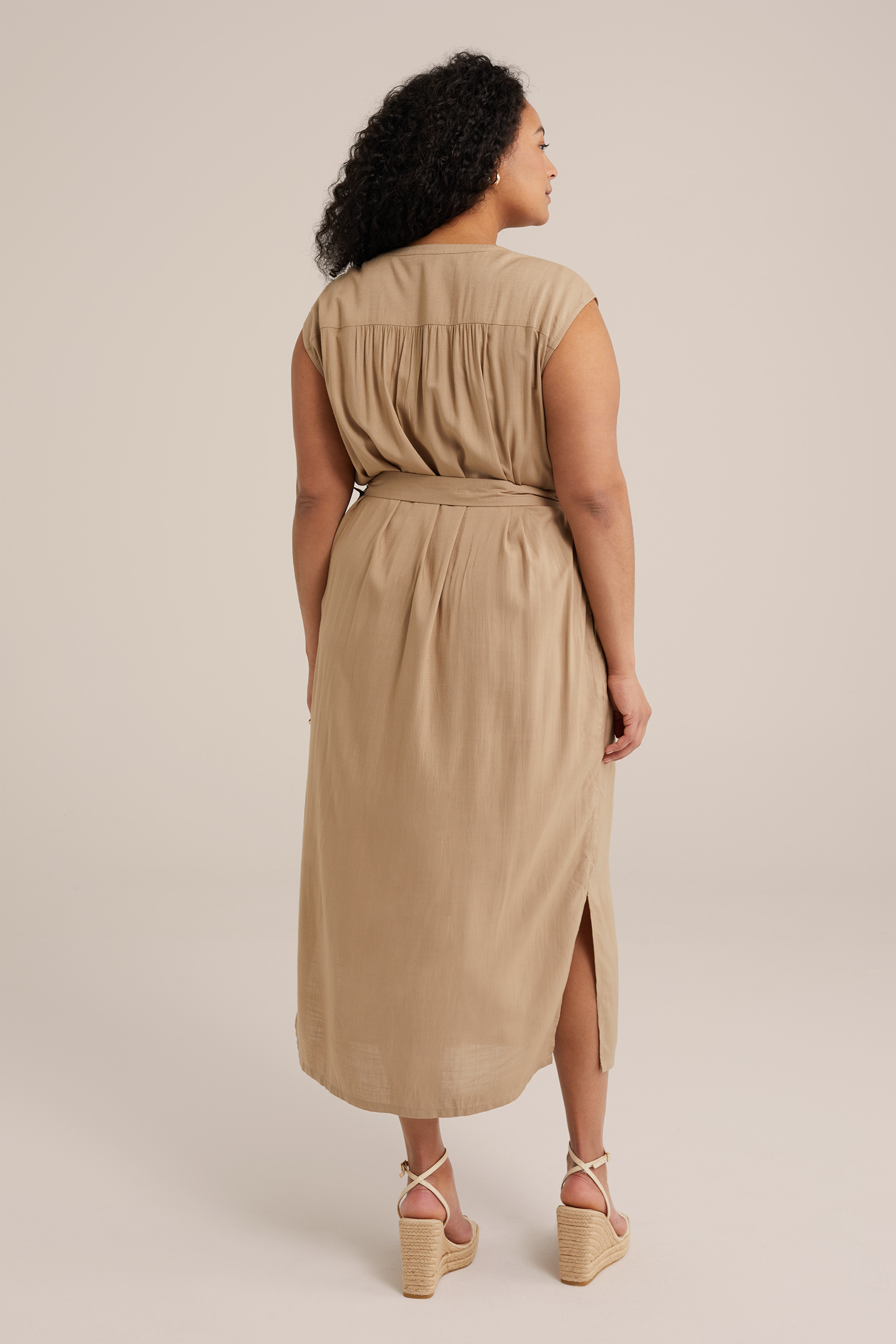 jurk met ceintuur - Curve WE Fashion Grijsgroen