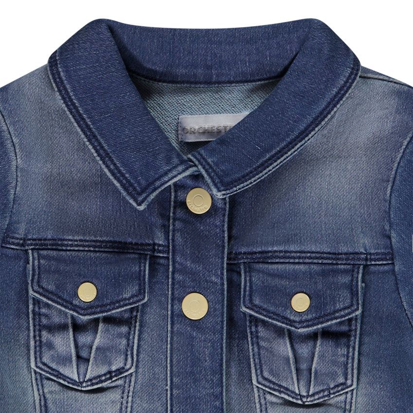 Veste en jean effet délavé pour bébé fille - Bleu moyen