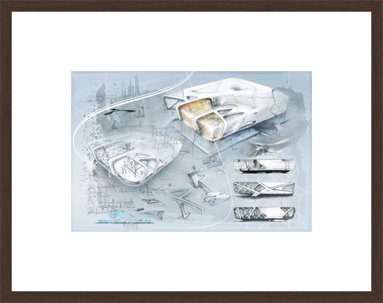 Skizzenblatt Glasscube by 3deluxe - Limited Edition. Edition of: 100. Studio Stamp.
