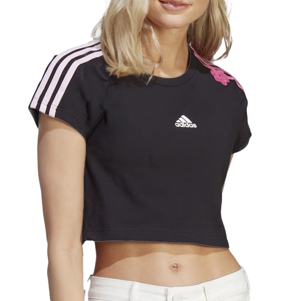 Adidas T-shirt Noir/Rose Femme Adidas Flower