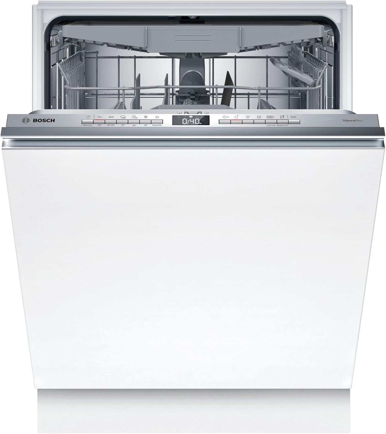 Bosch SBH4ECX28E Serie 4, Smarter Geschirrspüler Vollintegriert 60 cm, XXL Spülmaschine, Besteckschublade, Made in Germany, Vario Scharnier, besonders leise, SpeedPerfect Plus, automatische Türöffnung