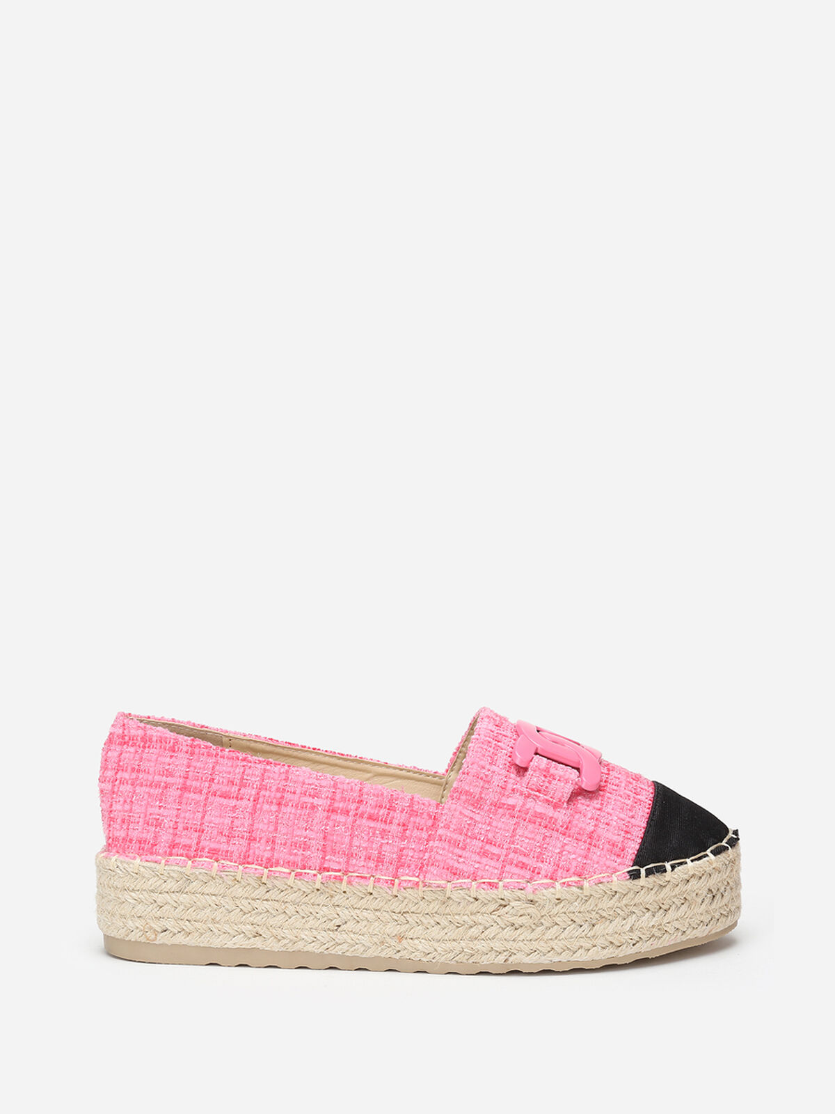 Espadrilles effet tweed avec bride- Fuchsia