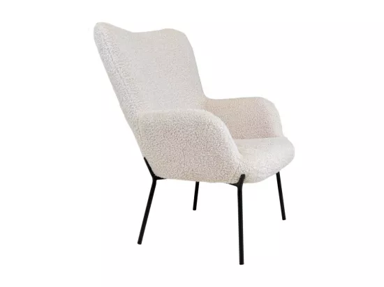 Glasgow - Fauteuil en tissu bouclette et métal : Couleur - Blanc