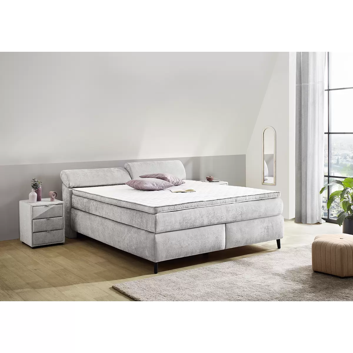 Boxspringbett Dora 180x200 Hellgrau