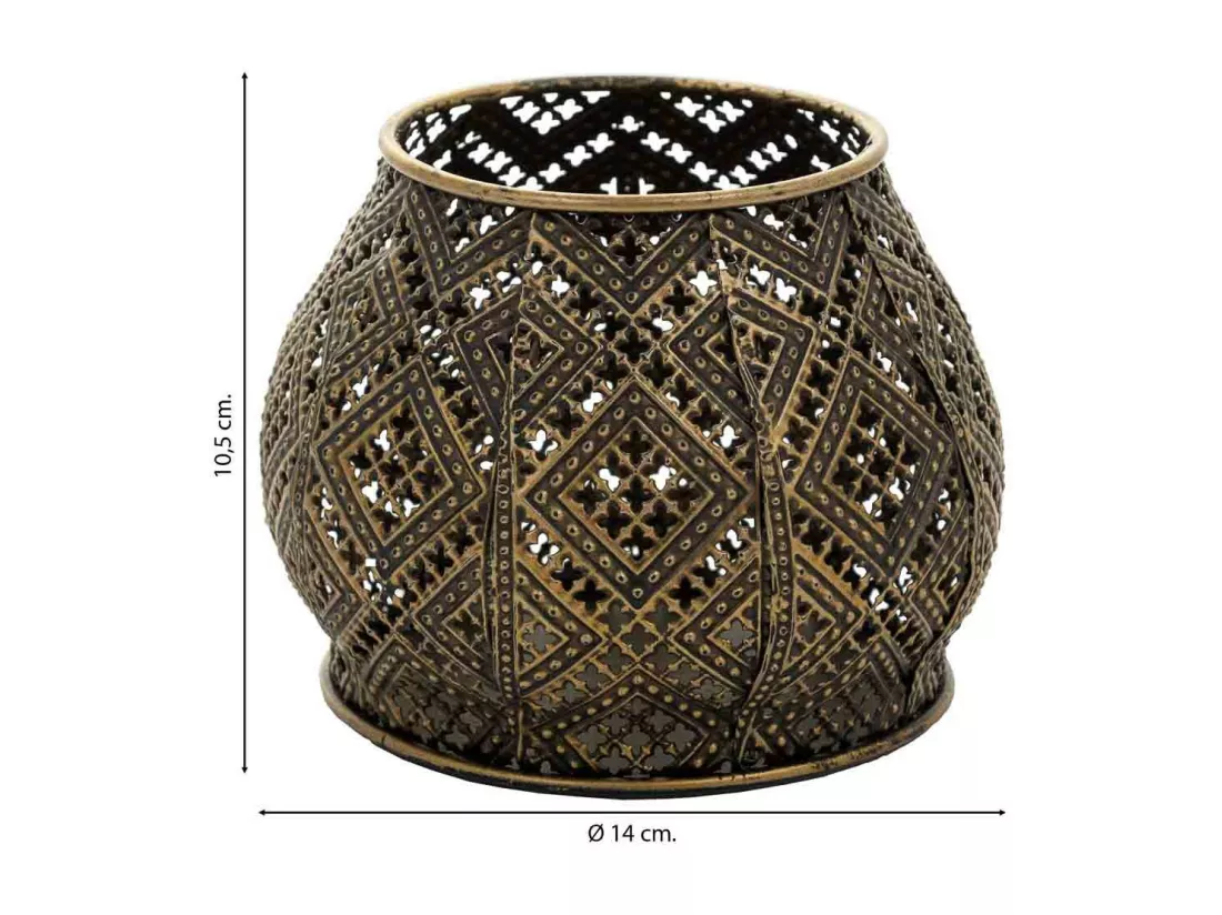 Bougeoir en métal doré 14x14x10.5h