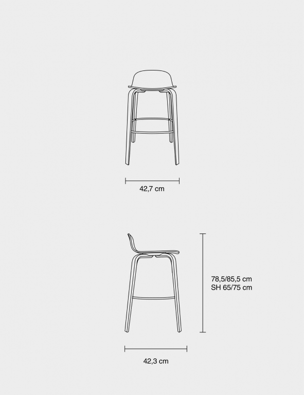 Muuto Visu barkruk 65cm eiken/chrome