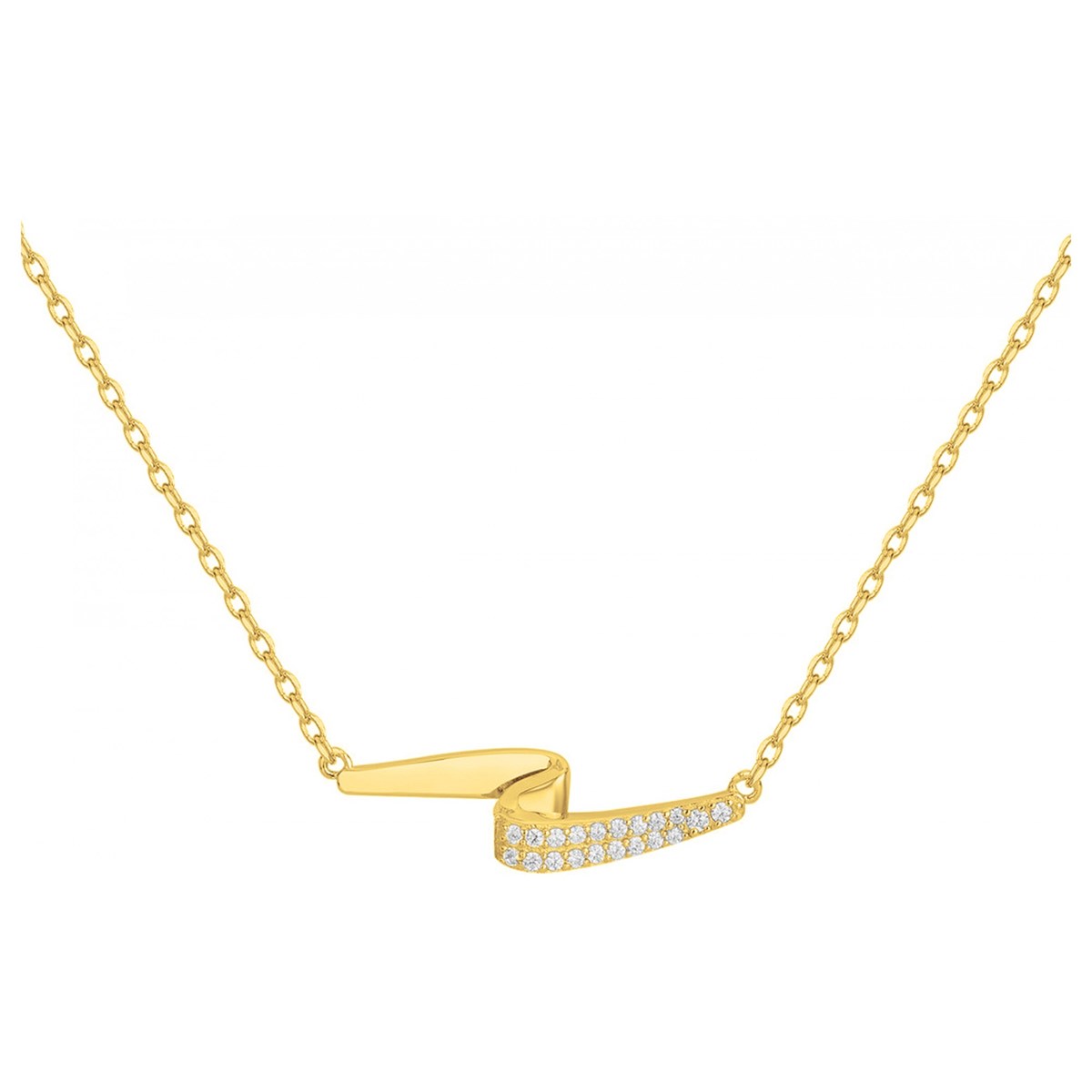 Collier mono-motif en Plaqué Or avec oxyde de zirconium blanc