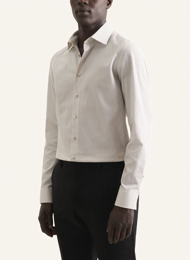 Seidensticker Business Shirt Slim Long sleeve Kent-Collar Print Grey