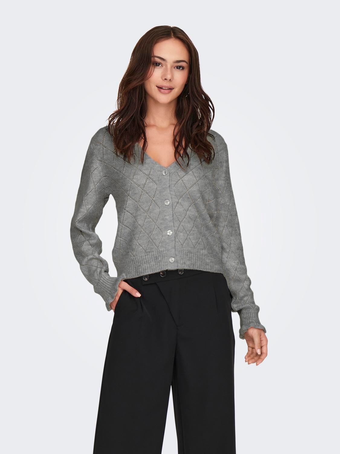 JDYLETTY Strickjacke Light Grey Melange
