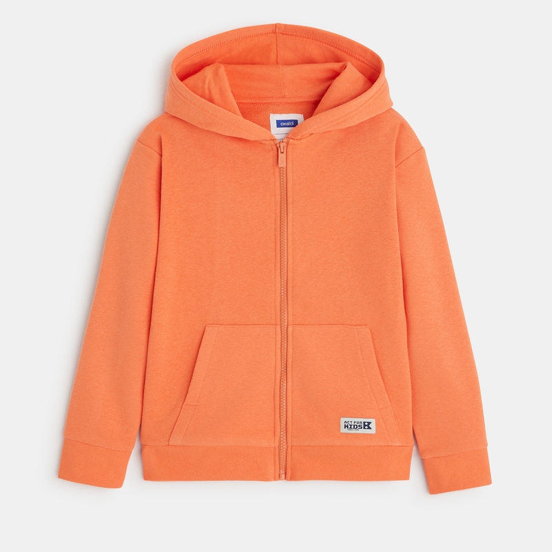 Sweat zippé à capuche orange garçon