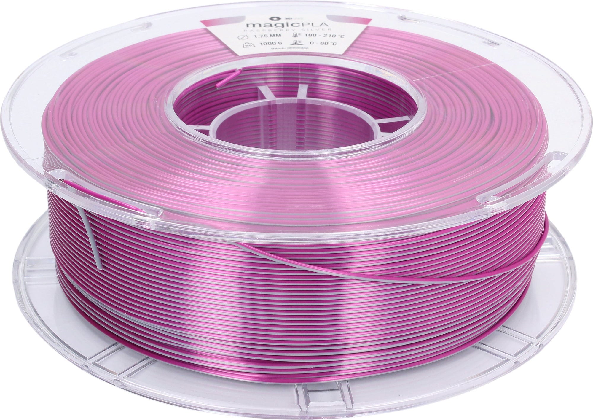3DJAKE  magicPLA Frozen Raspberry, 1,75 mm / 1000 g    Zweifarbiges PLA-Filament für bunte Farbkreationen in Frozen Raspberry