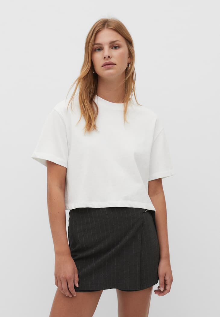 Camiseta cropped de algodão grosso
